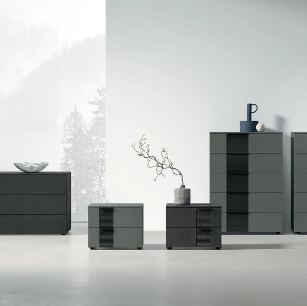 Gruppo Notte Bliss in laccato o materico con inserto in legno di Tomasella