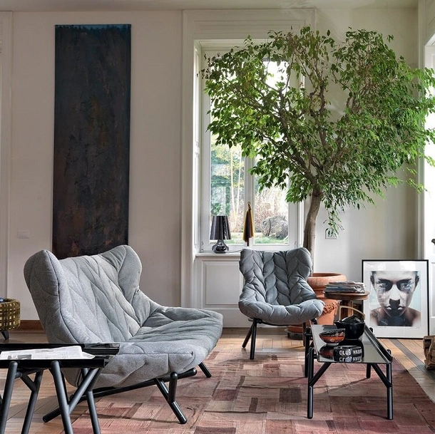 Divano lineare in tessuto Foliage di Kartell