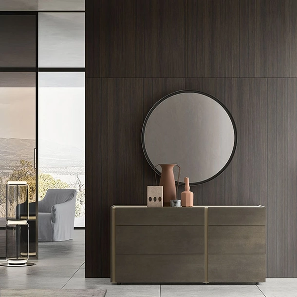 Specchio Disco con cornice in metallo di Alf Da Frè