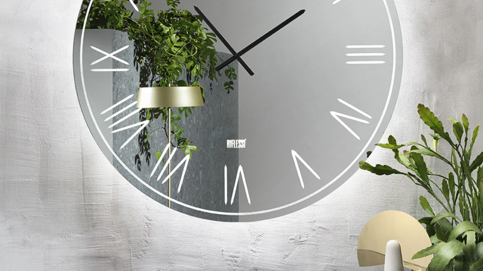 Orologio da muro Taormina in cristallo specchiante di Riflessi