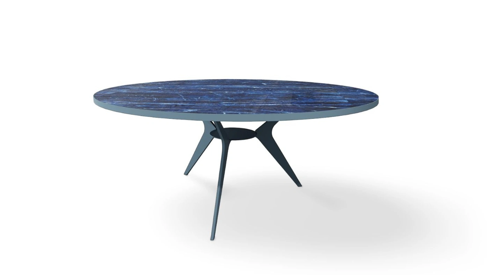 Tavolino rotondo Panama in gres con base in metallo di Egoitaliano