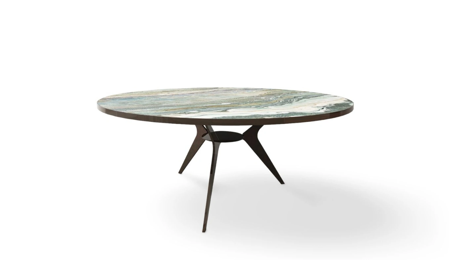 Tavolino rotondo Panama in gres con base in metallo di Egoitaliano