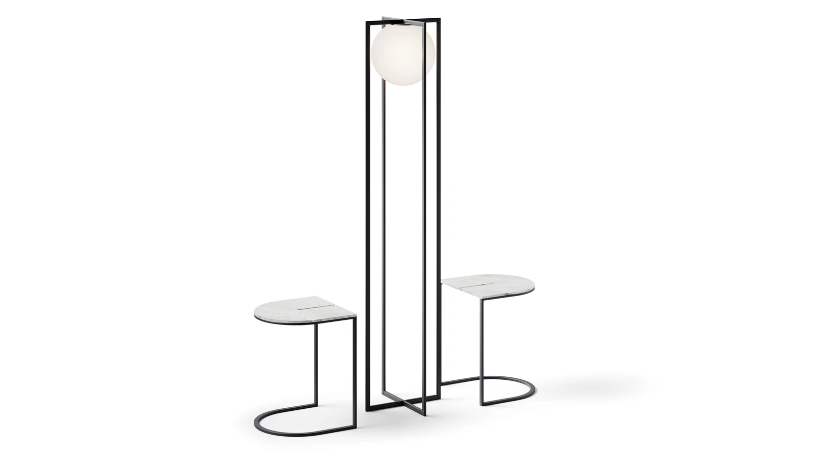 Lampada da terra Inglobata tra due servetti calamitati con top in ceramica effetto marmo Trilly di Egoitaliano