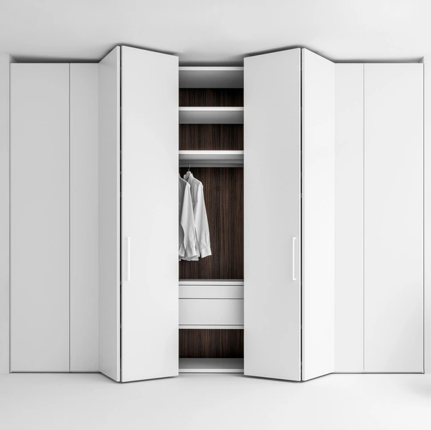 Armadio Freedhome con ante a libro in laccato opaco Apertura Totale di Caccaro