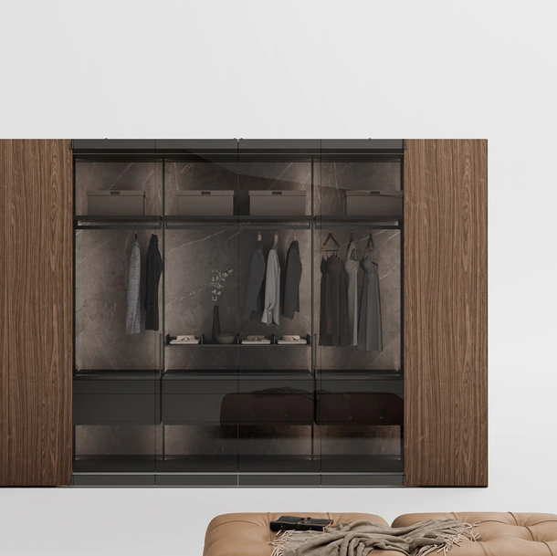 Cabina Armadio Camerino Freedhome in canneté Noce di Caccaro