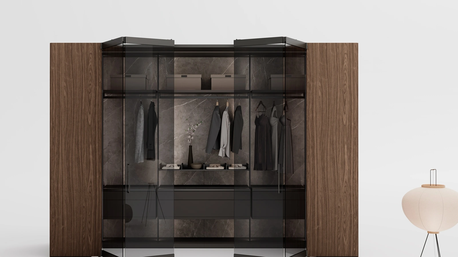 Cabina Armadio Camerino Freedhome in canneté Noce di Caccaro