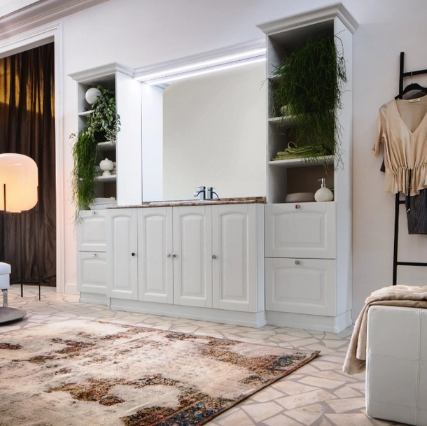 Mobile da Bagno in frassino laccato bianco con piano in marmo ACANTHIS AC17 di Compab
