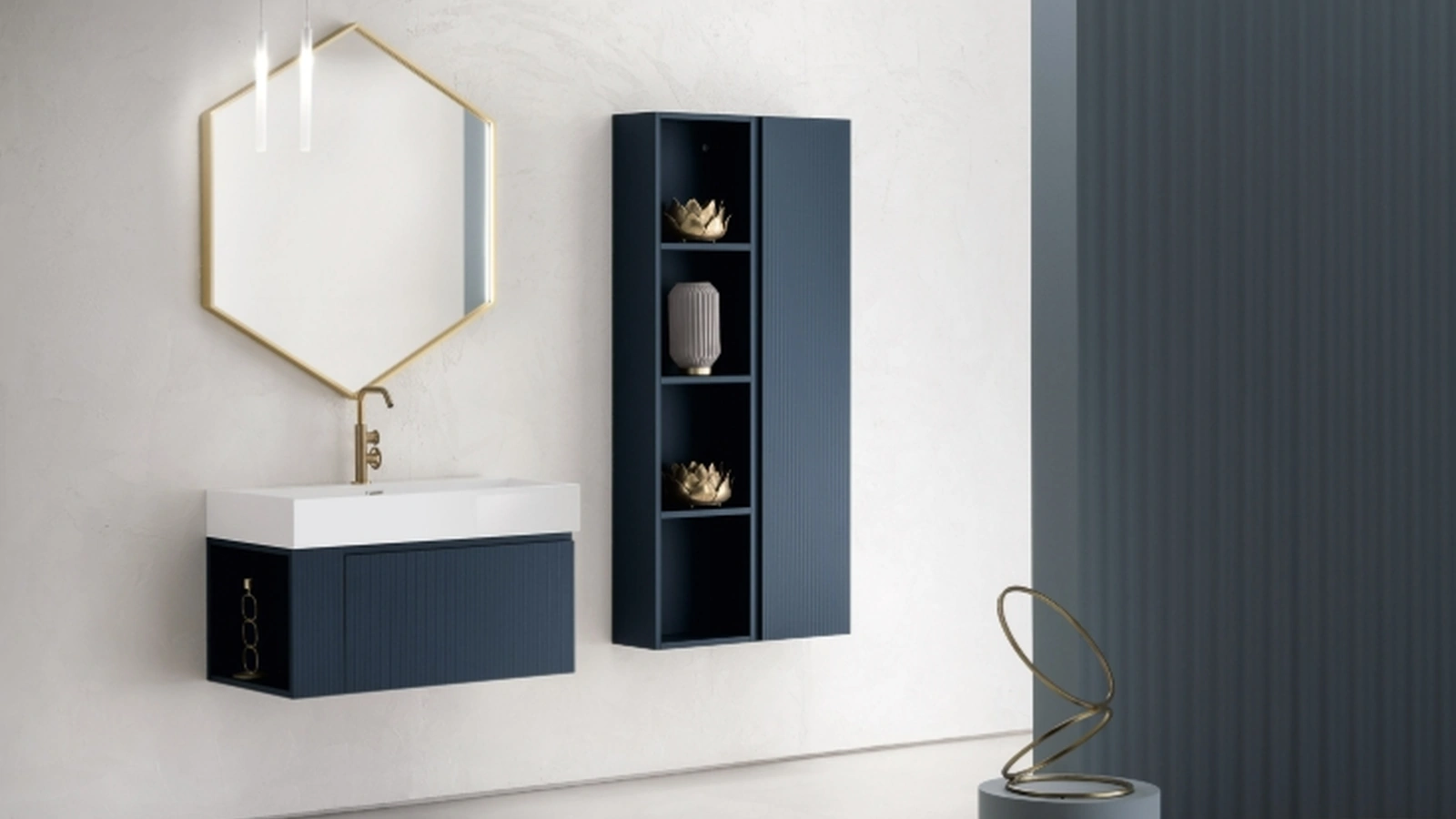 Mobile da Bagno sospeso in nobilitato laccato opaco B-GO BG019 di Compab