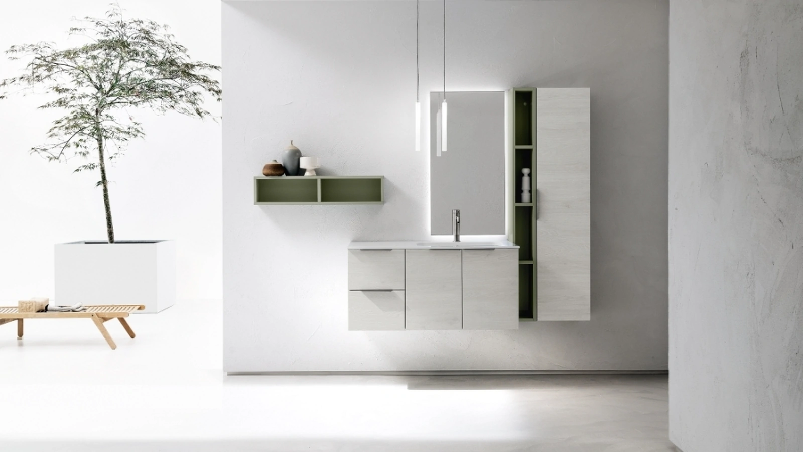 Mobile da Bagno sospeso in nobilitato e laccato opaco B201 BD008 di Compab