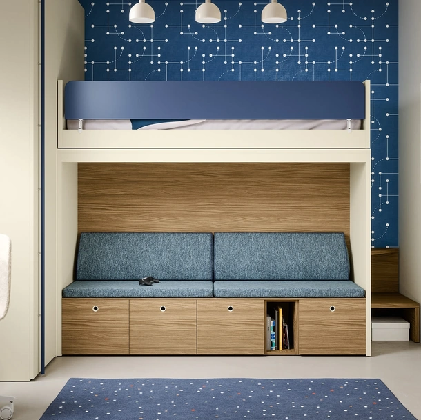 Cameretta con letti a castello Skid di Nidi