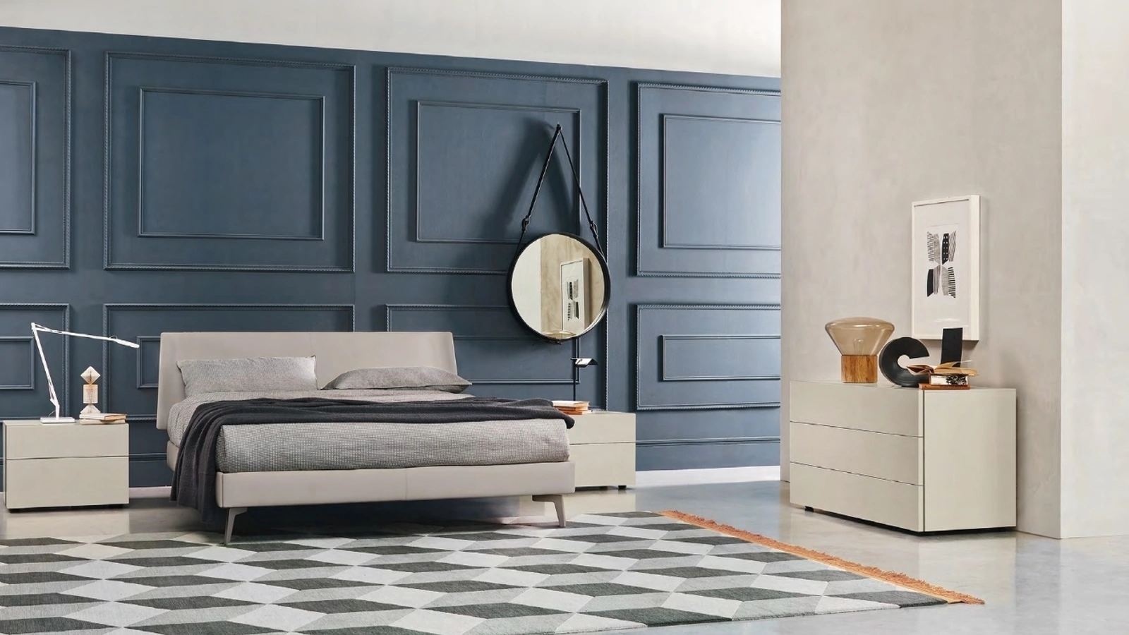 Letto Aliante Imbottito 3|0 con testiera di Sangiacomo