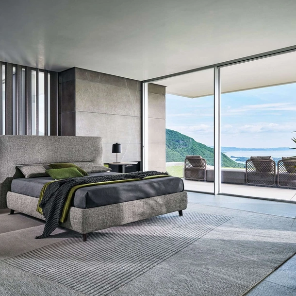 Letto in tessuto con testiera De-Light di Twils