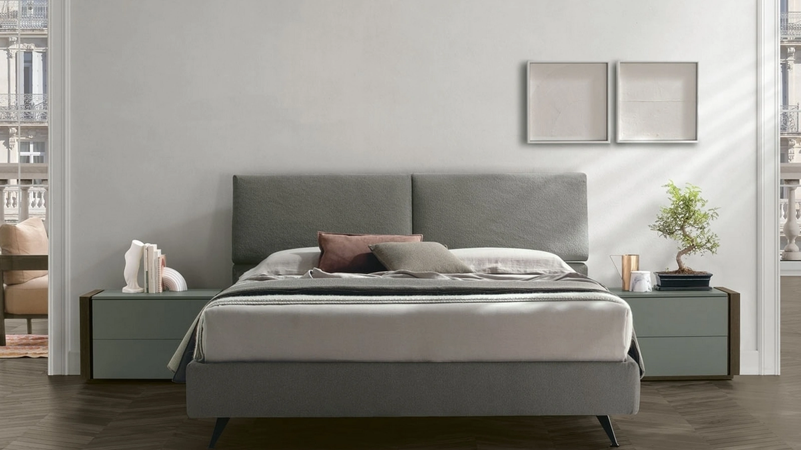 Letto in tessuto imbottito Set di Tomasella