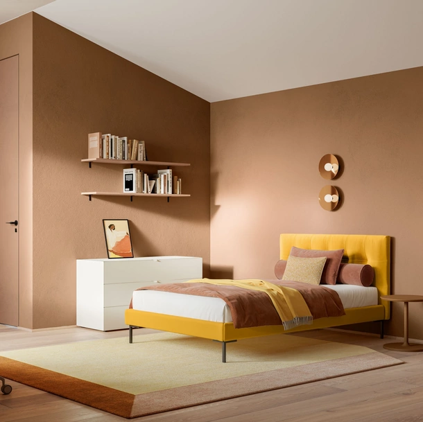 Letto Singolo in tessuto Max Capitonné di Twils