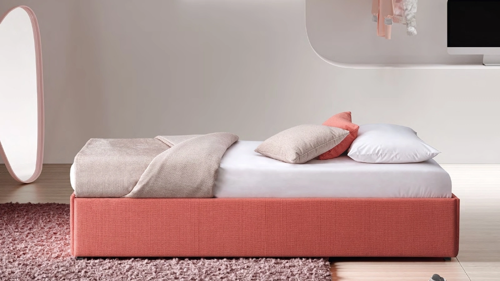 Letto Pervinca in tessuto con letto estraibile di Le Comfort