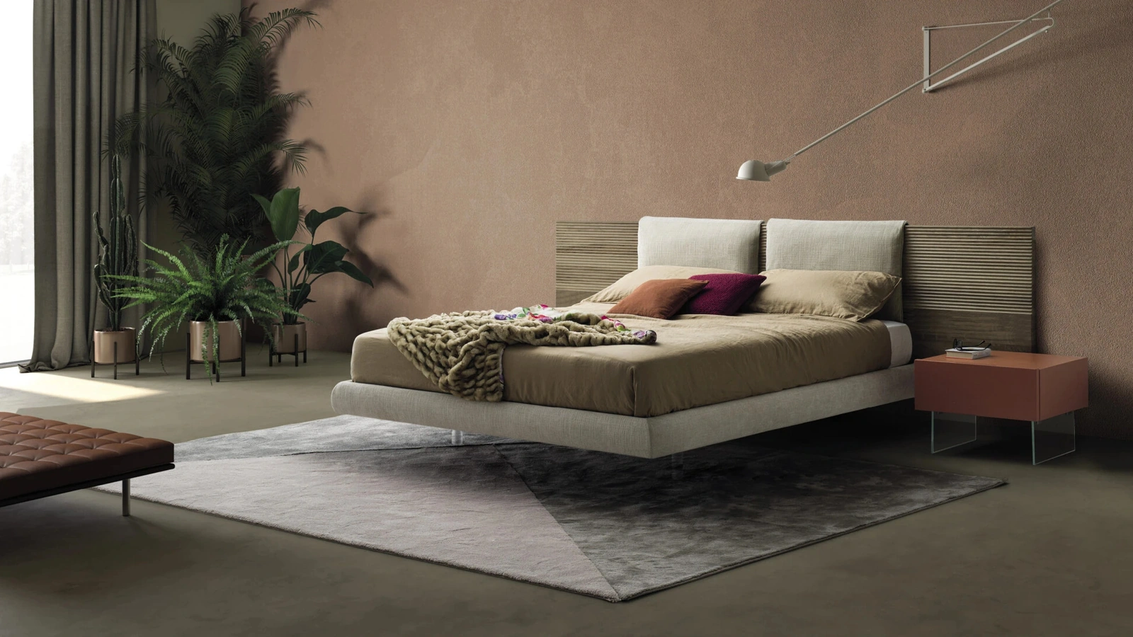 Letto Zen con testiera effetto sospesa di Devina Nais