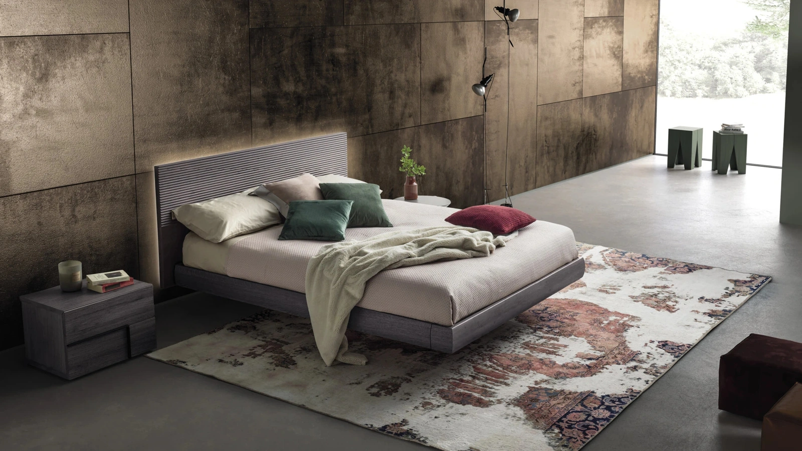 Letto Zen con testiera effetto sospesa di Devina Nais