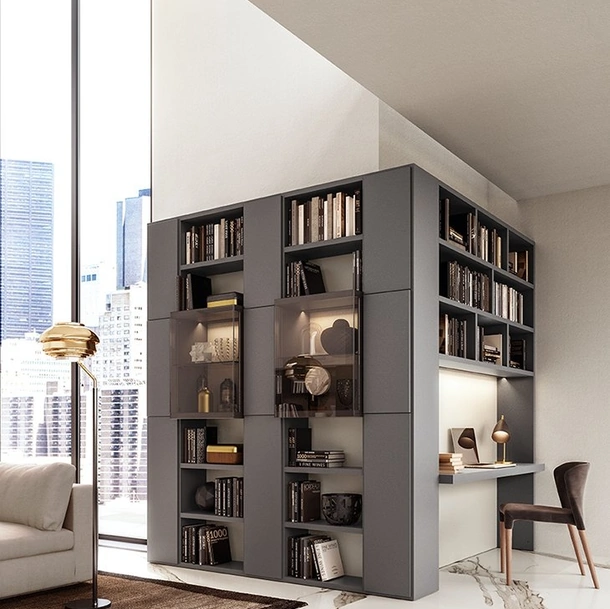 Libreria angolare con scrittoio My Space di Alf Da Frè