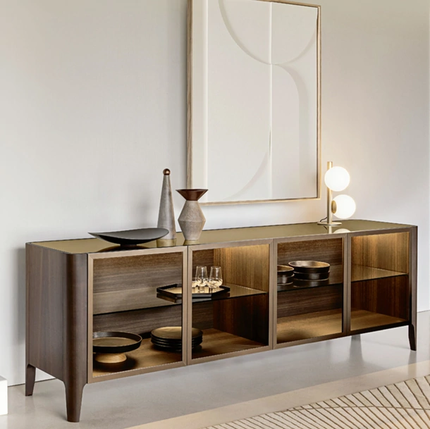 Madia Cross in rovere con ante in vetro di Riflessi