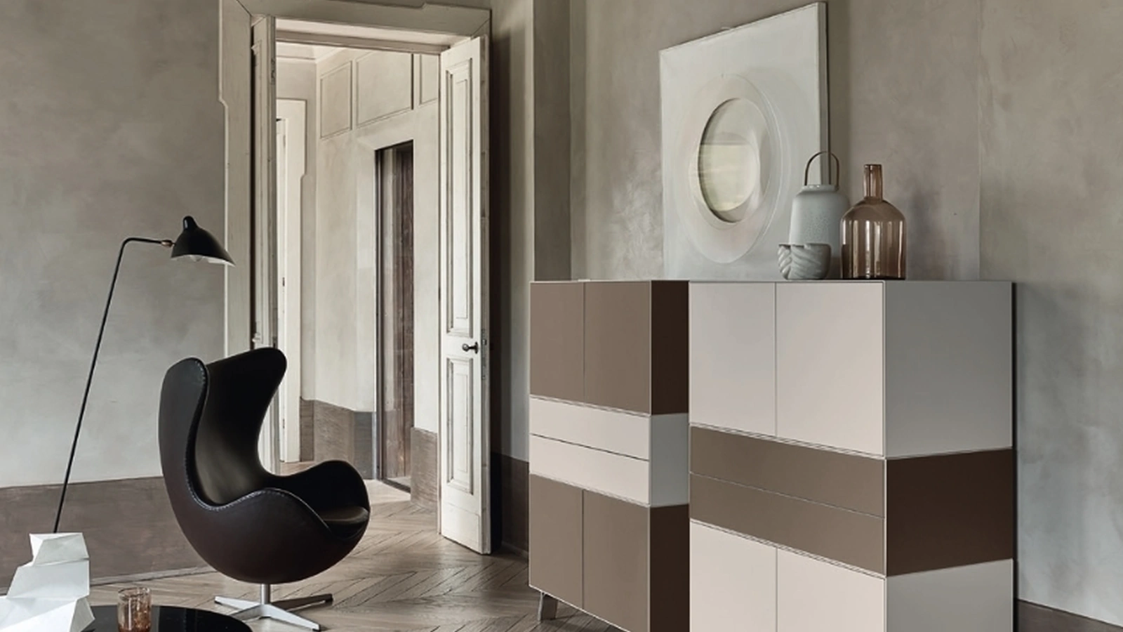 Madia Domino IN 3 04N in laccato opaco di Sangiacomo