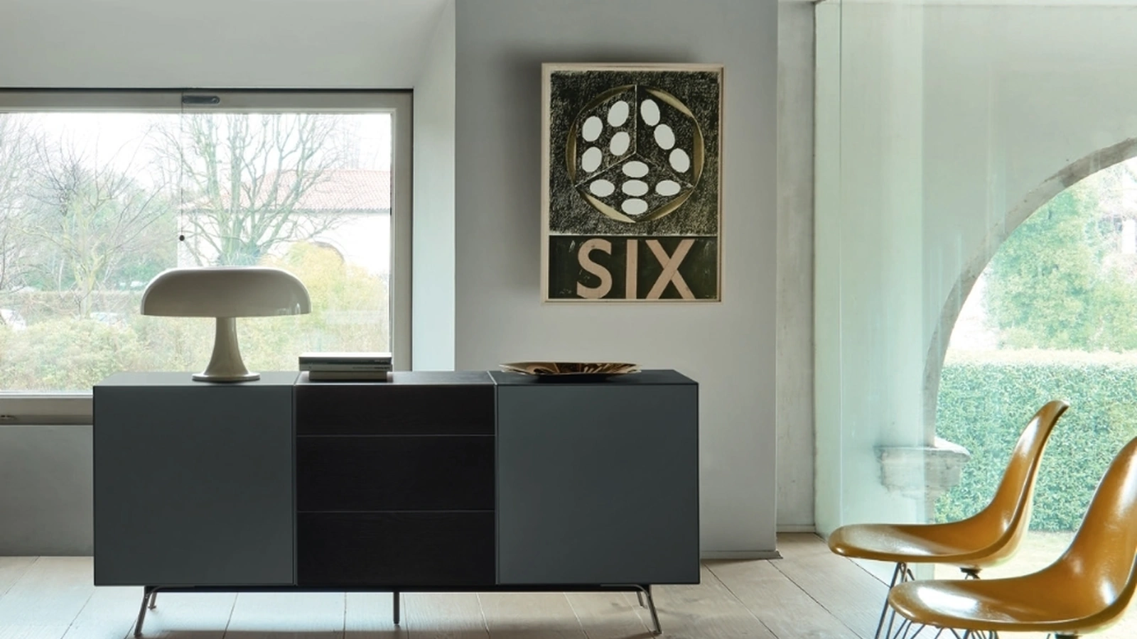 Madia Domino Più 16P in laccato opaco Ferro e Rovere carbone Sangiacomo