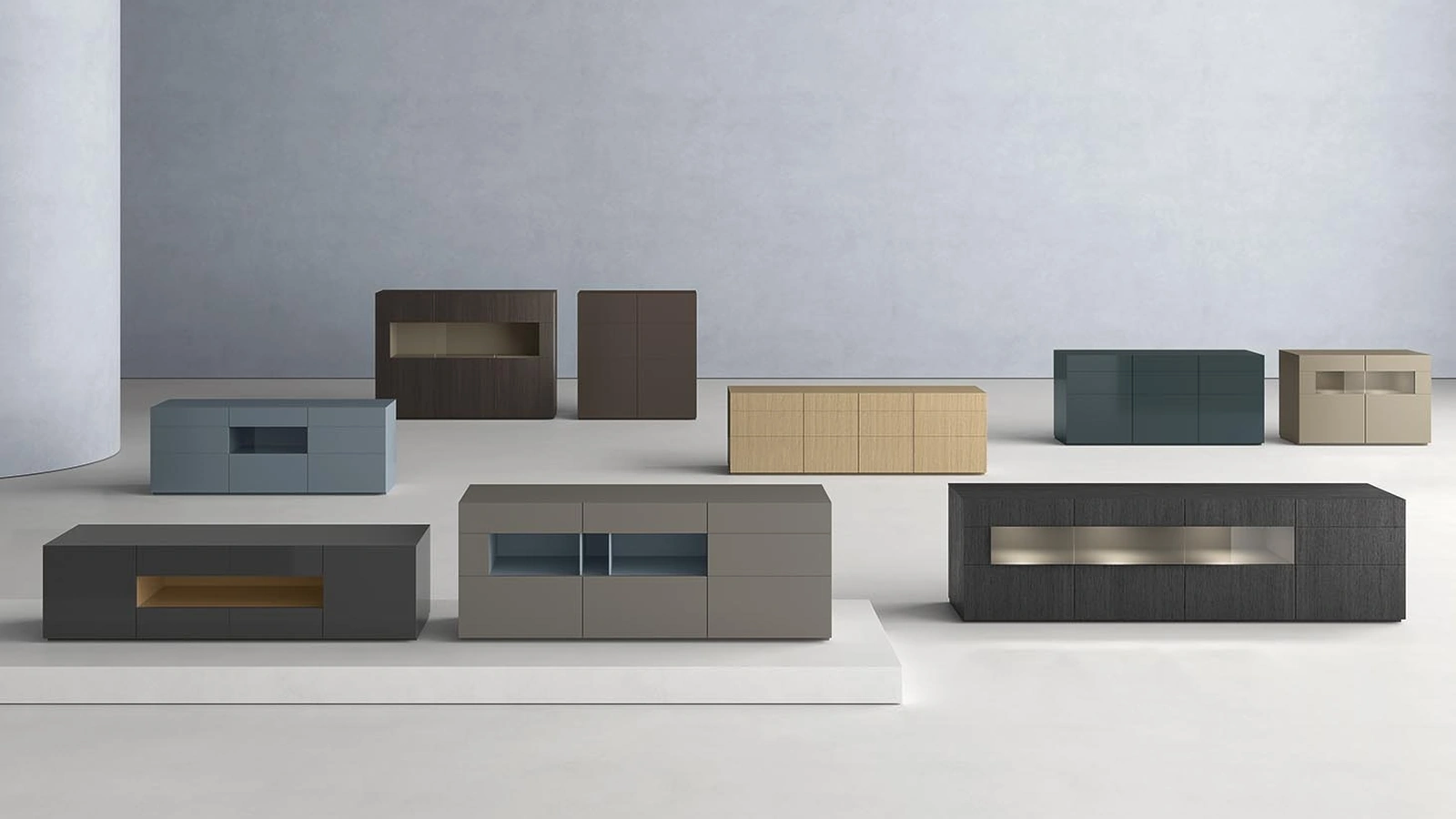 Madia Metropolis in laccato opaco o melaminico di Alf Da Frè