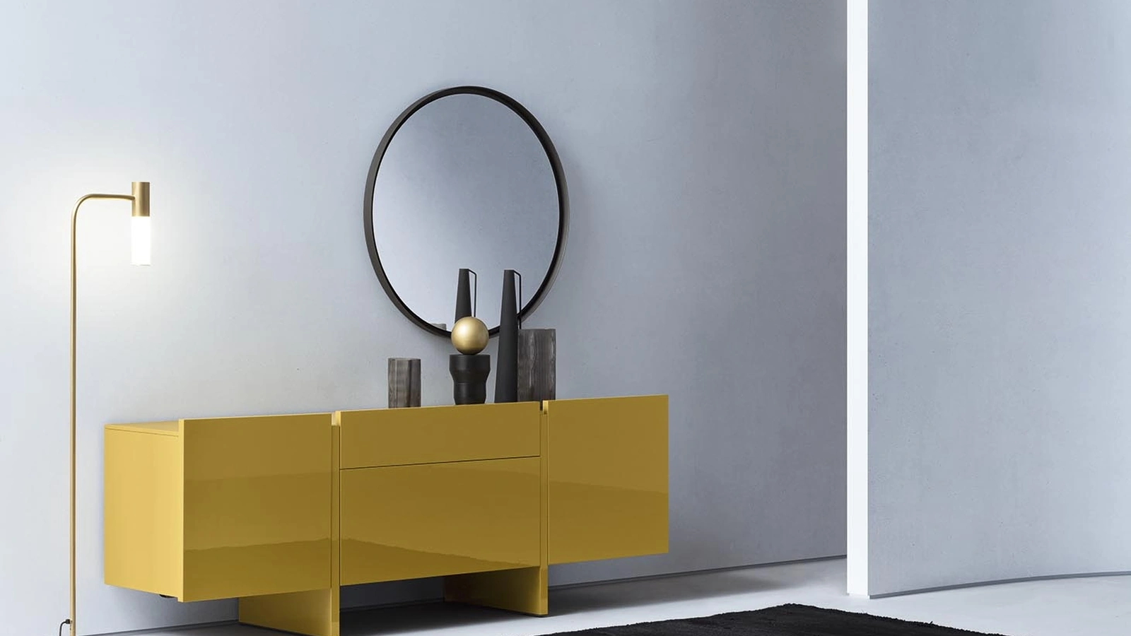 Madia Recta in laccato lucido Curcuma di Alf Da Frè