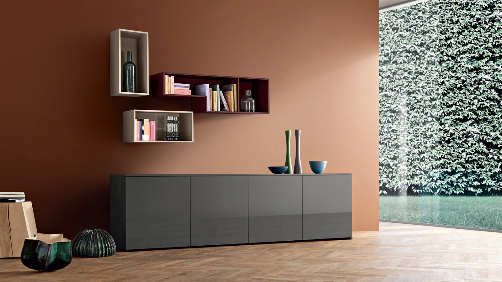 Madia Base Lampo Basic 11 in laccato lucido Antracite di Sangiacomo