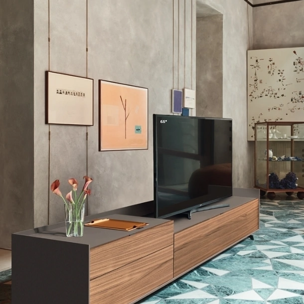 Mobile Porta Tv Cabaret 9G sx in impiallacciato Noce di Sangiacomo