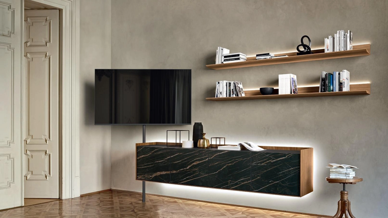 Mobile Porta Tv Cabaret in Ceramica di Sangiacomo