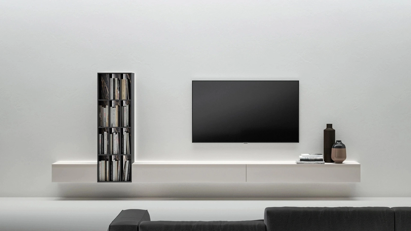 Mobile Porta Tv sospeso Freedhome con Libreria di Caccaro