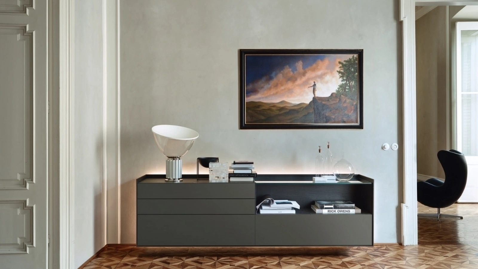 Mobile sospeso Cabaret 84B SX in laccato Antracite opaco di Sangiacomo