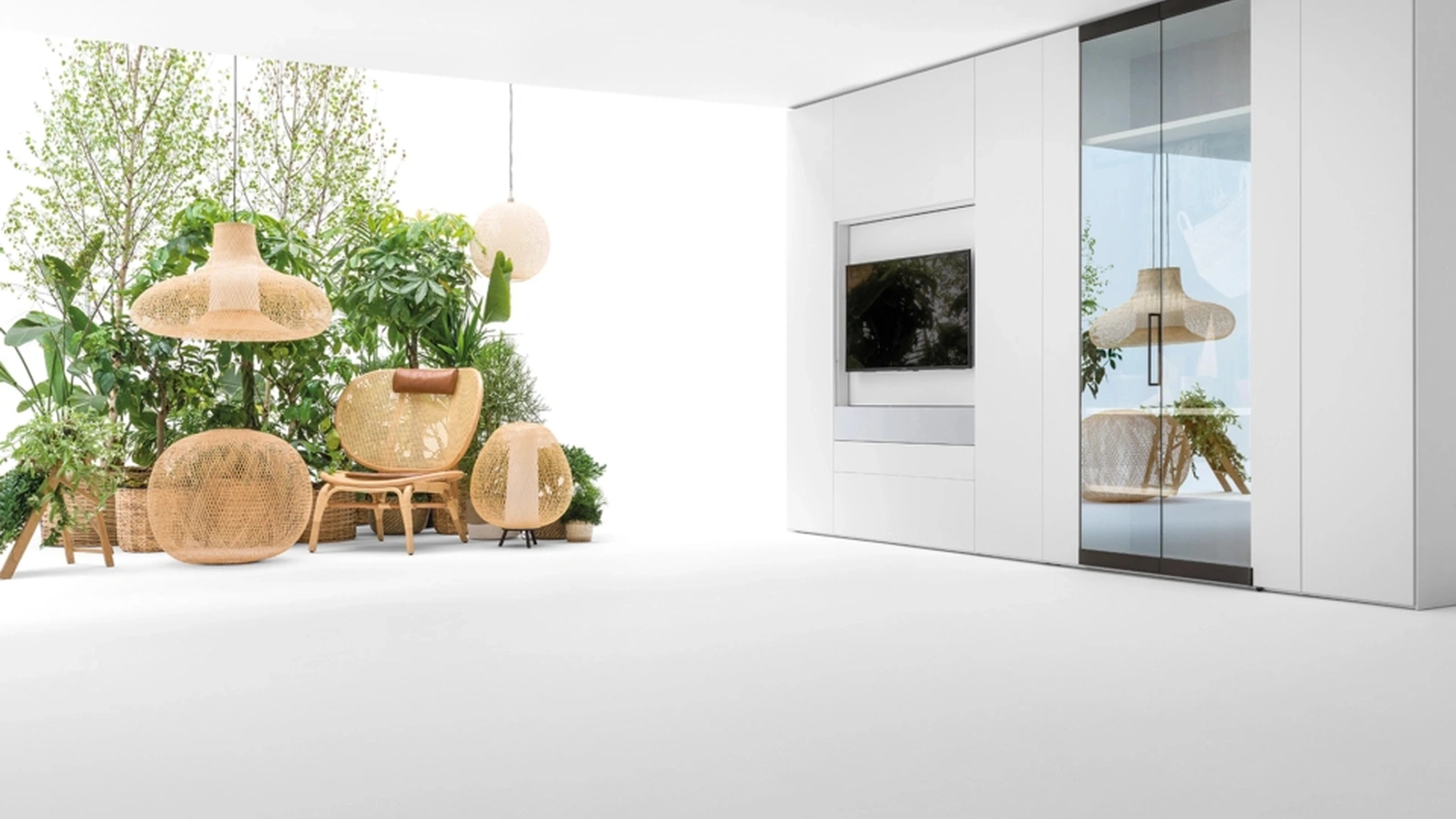 Parete Attrezzata Living con ante in vetro di Caccaro