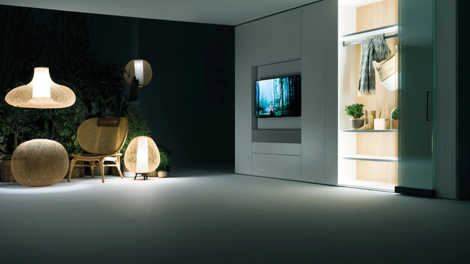 Parete Attrezzata Living con ante in vetro di Caccaro