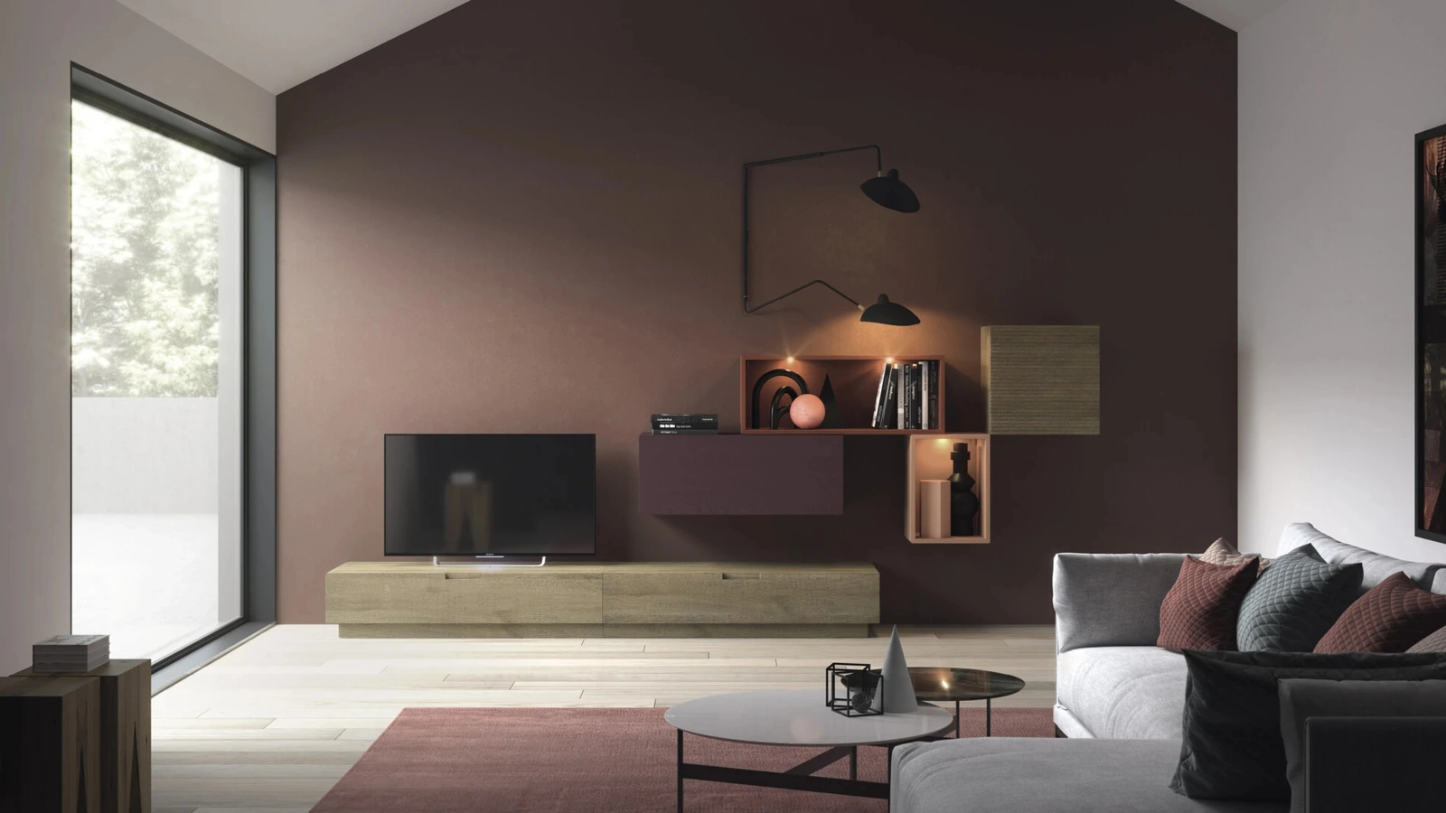 Parete Attrezzata Zero 16 06 in legno di Rovere di Devina Nais