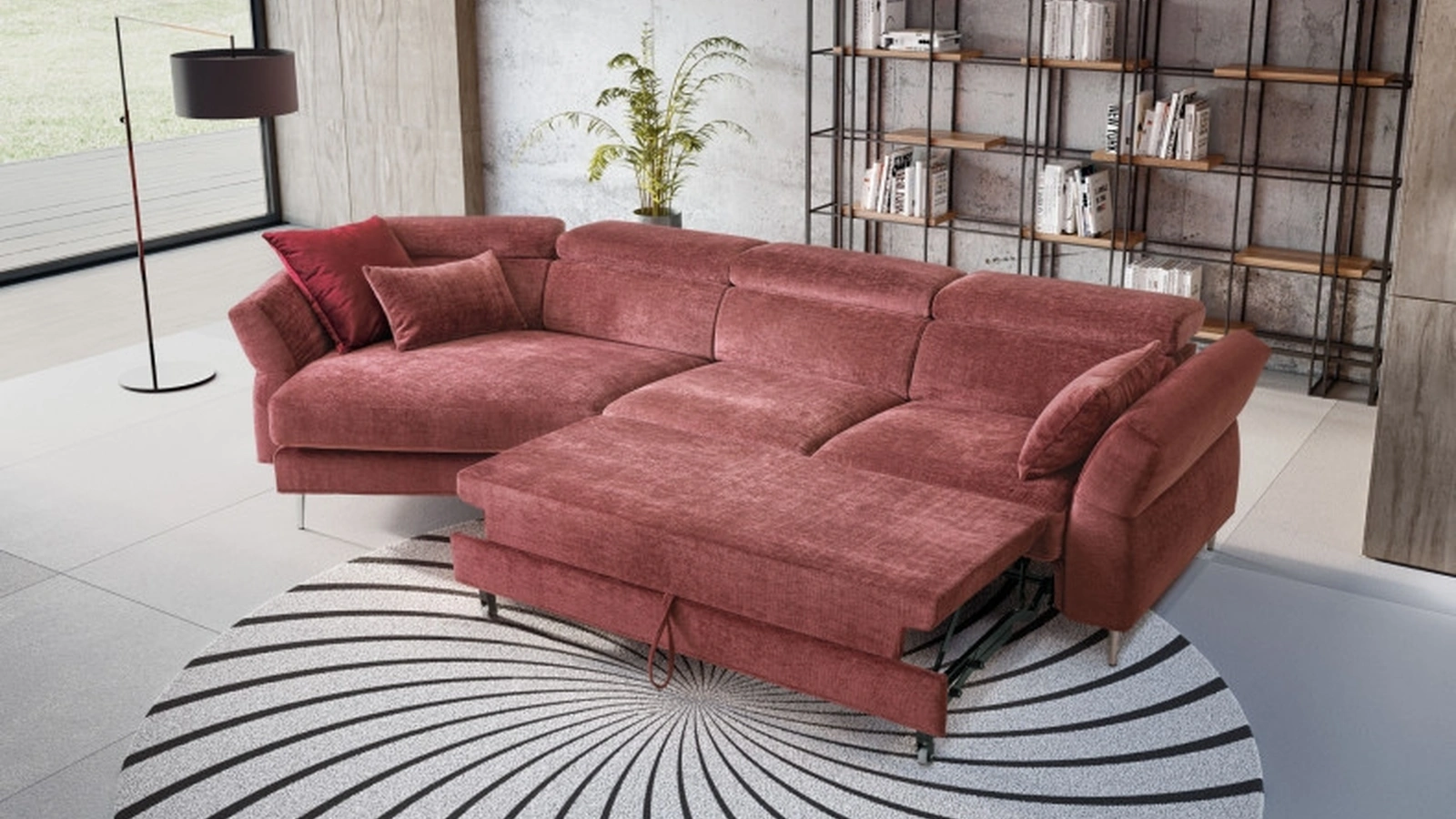 Divano lineare in tessuto Aurora trasformabile in letto matrimoniale di Le Comfort