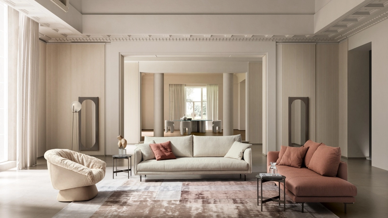 Divano lineare in tessuto Avenue di Ditre Italia