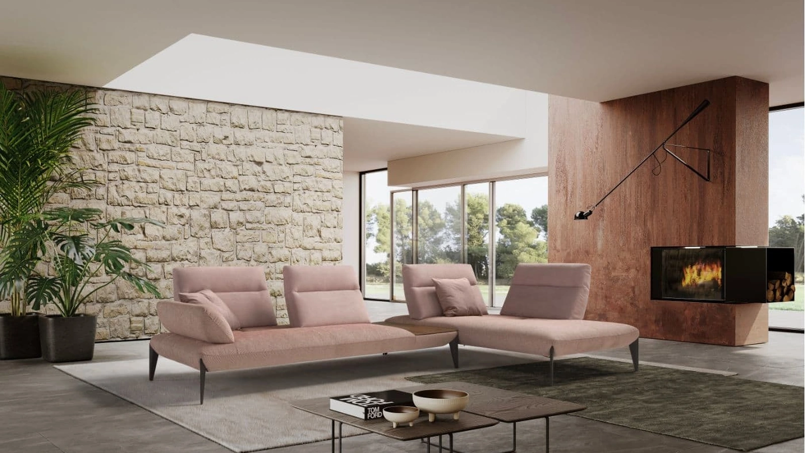 Divano in tessuto con penisola Caveoso di Egoitaliano