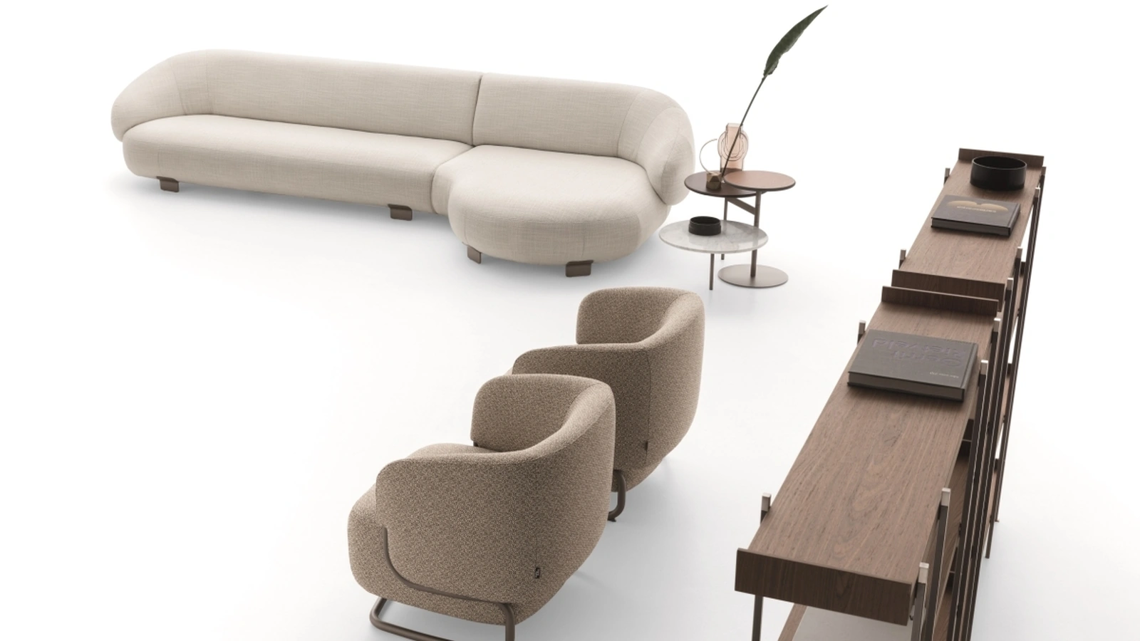 Divano in tessuto con penisola Pacific di Ditre Italia