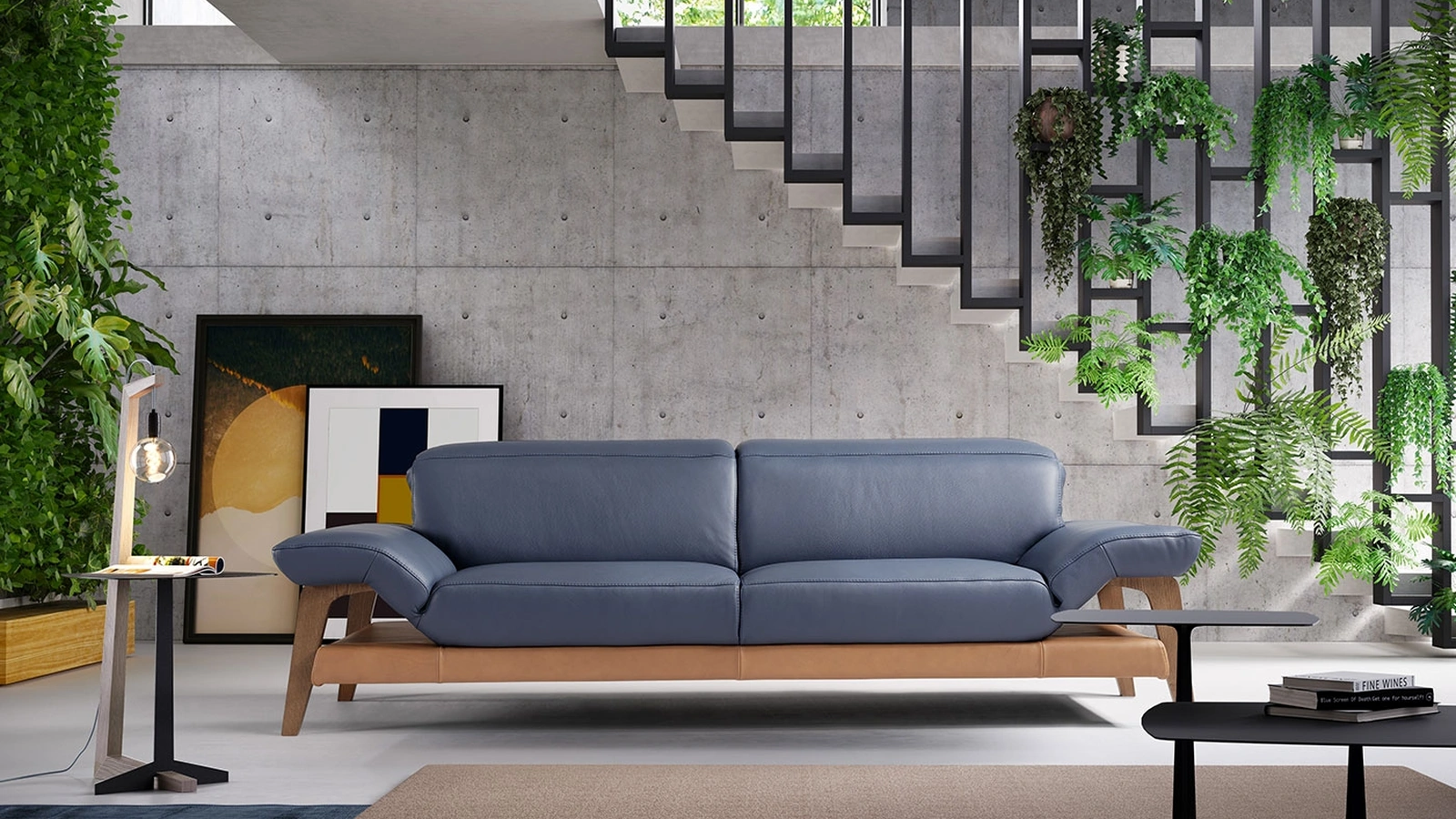 Divano lineare in pelle Meriem di Egoitaliano