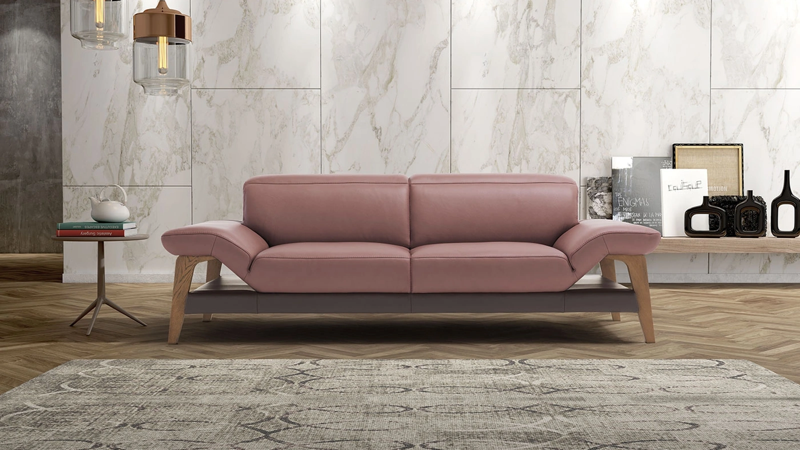 Divano lineare in pelle Meriem di Egoitaliano