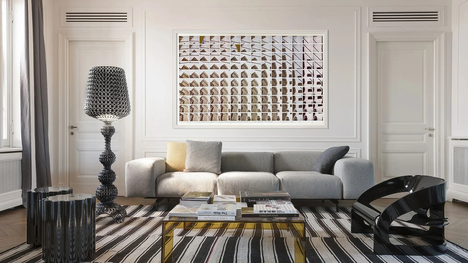 Divano lineare Largo Pied de Poule di Kartell