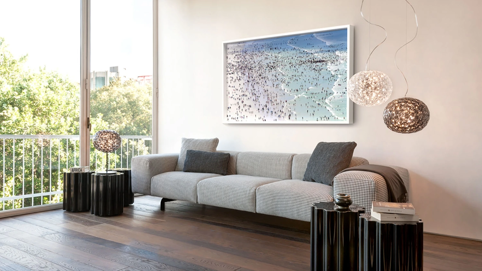 Divano lineare Largo Pied de Poule di Kartell