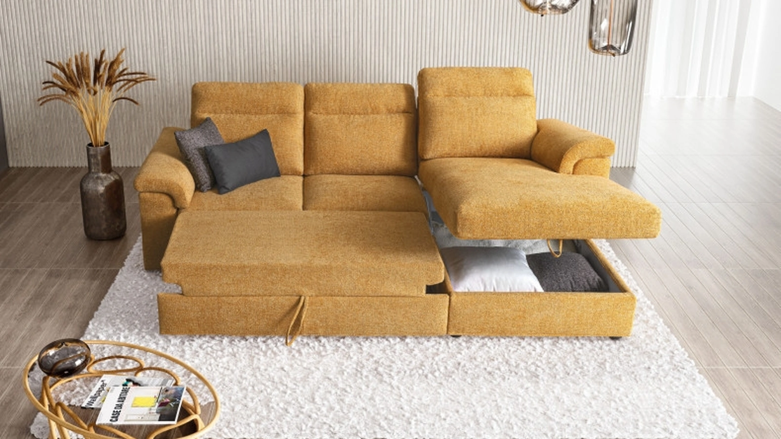 Divano angolare trasformabile in letto matrimoniale con box contenitore Bellargo di Le Comfort