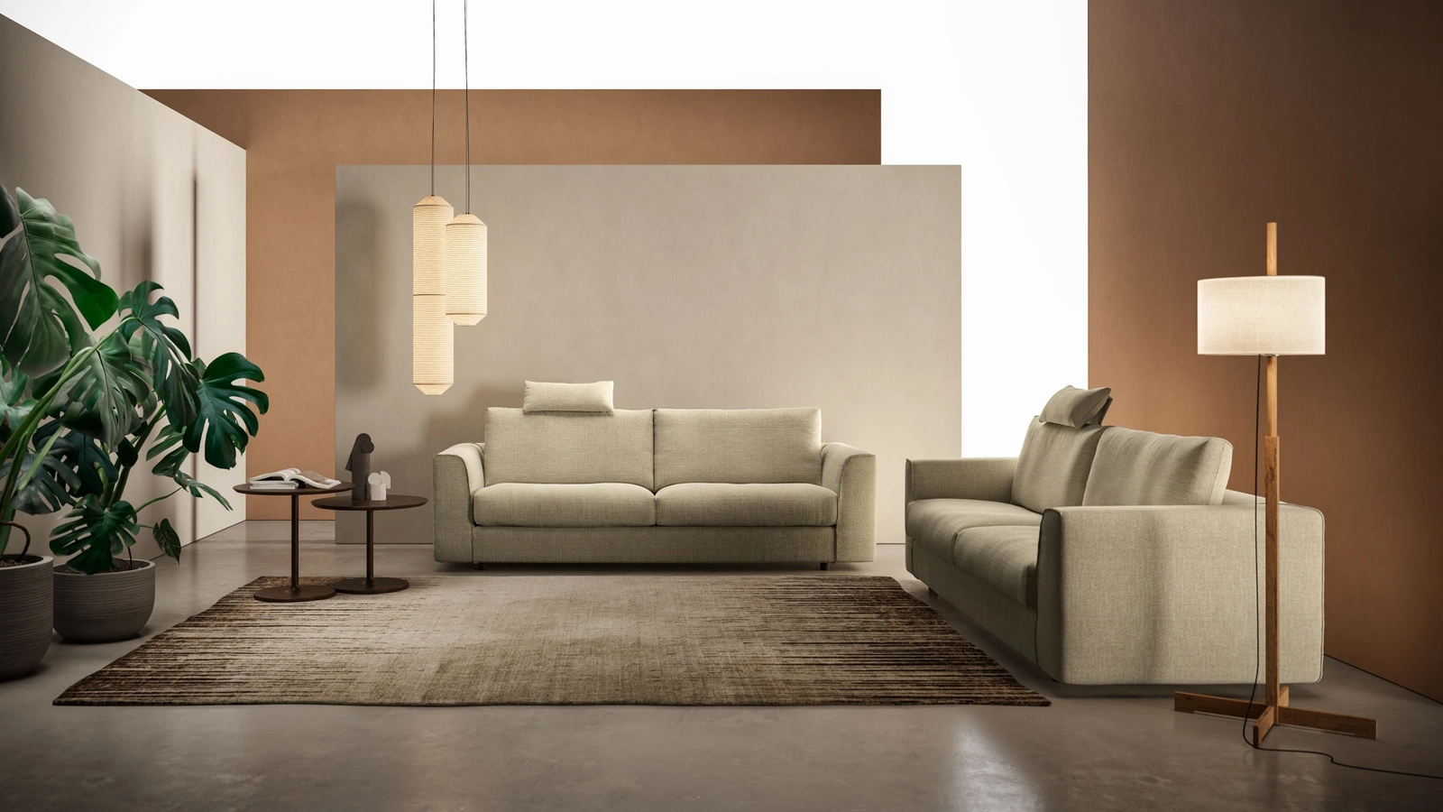 Salotto lineare in tessuto Raphael di Twils