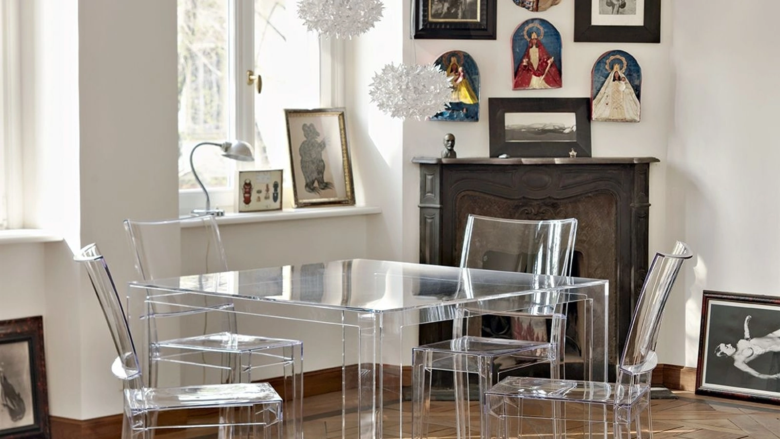 Sedia impilabile La Marie in policarbonato trasparente di Kartell