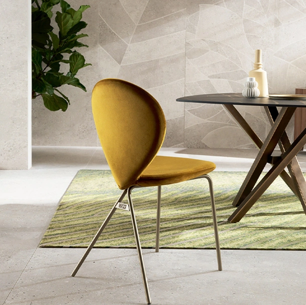 Sedia di design in velluto Perla di Riflessi