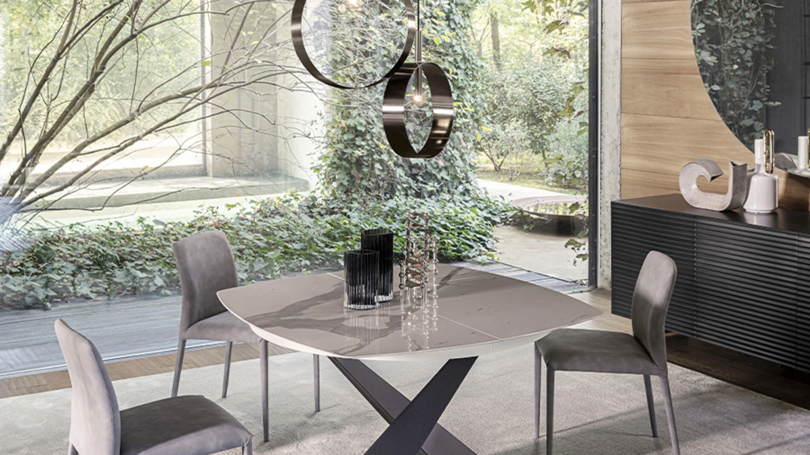 Tavolo allungabile in ceramica Living Square di Riflessi