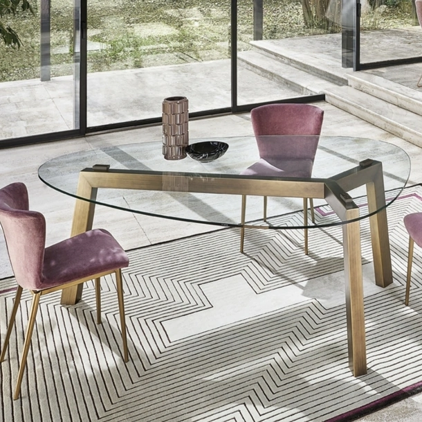 Tavolo Treble con top a goccia in cristallo di Riflessi