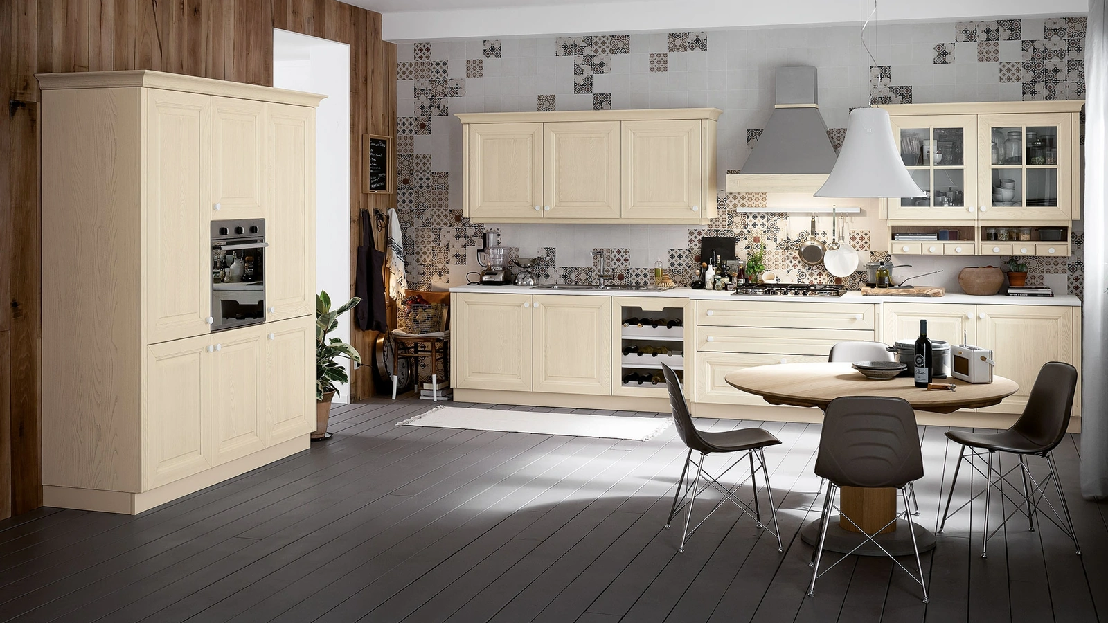 Cucina Classica ad angolo Pavese 03 in Frassino laccato di Veneta Cucine